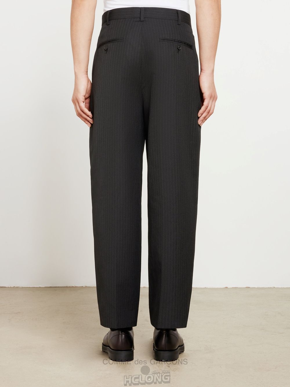 Comme Des Garcons Homme - Polyester Herringbone Pants Hose Black/Grey | 01964-MPRI