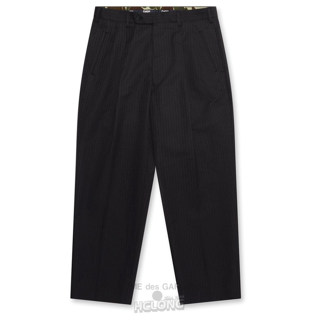 Comme Des Garcons Homme - Polyester Herringbone Pants Hose Black/Grey | 01964-MPRI