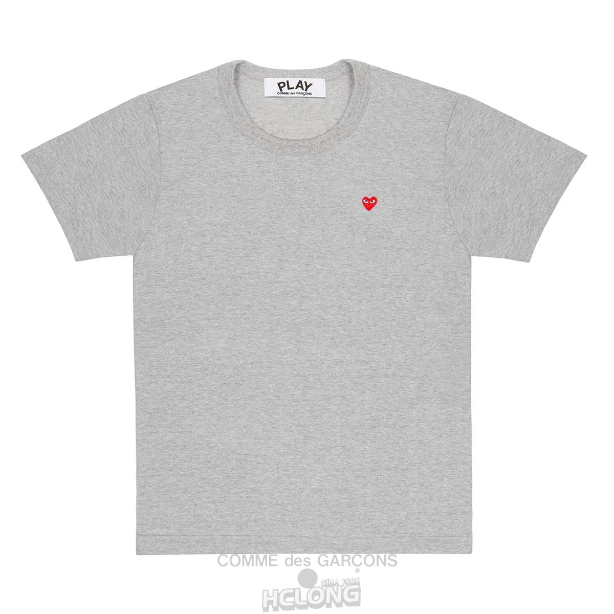 Comme Des Garcons PLAY Basic Small Emblem T-Shirt Short Sleeve Grau | 18702-RCUZ