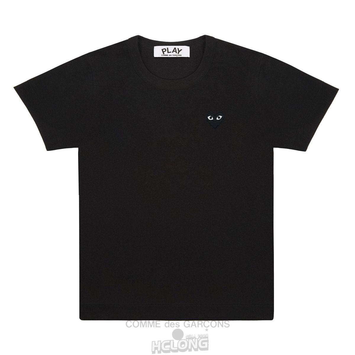 Comme Des Garcons PLAY Basic T-Shirt Black Emblem Short Sleeve Schwarz | 48295-BIYH