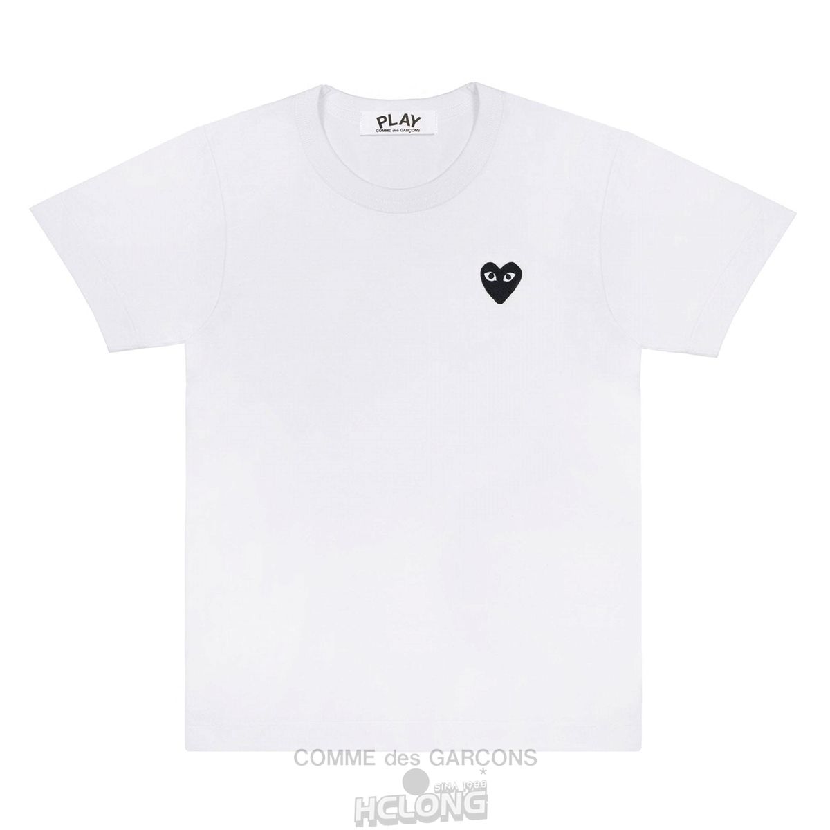 Comme Des Garcons PLAY Basic T-Shirt Black Emblem Short Sleeve Weiß | 89053-XRLH