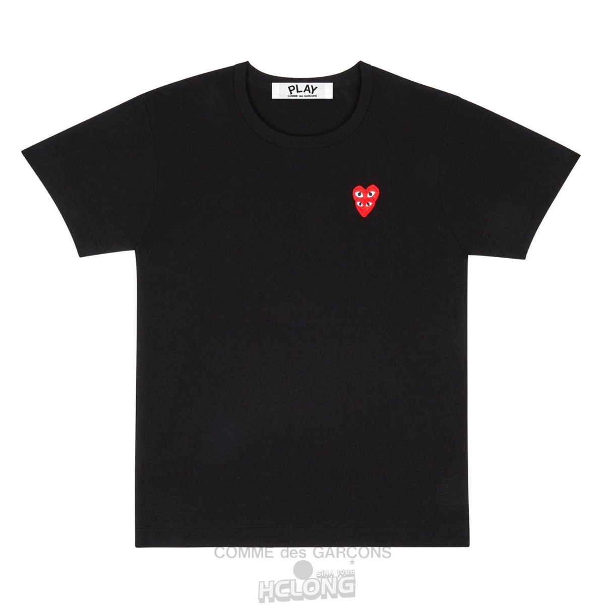 Comme Des Garcons PLAY Basic T-Shirt Red Family Heart Short Sleeve Schwarz | 21504-UHNZ