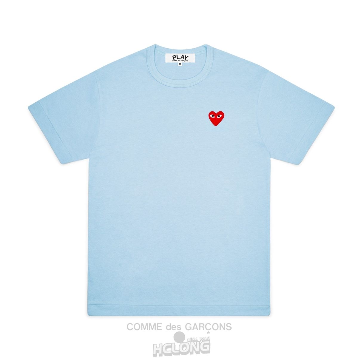 Comme Des Garcons PLAY Basic T-Shirt Red Emblem Spring Series Short Sleeve Blau | 43165-PEWB