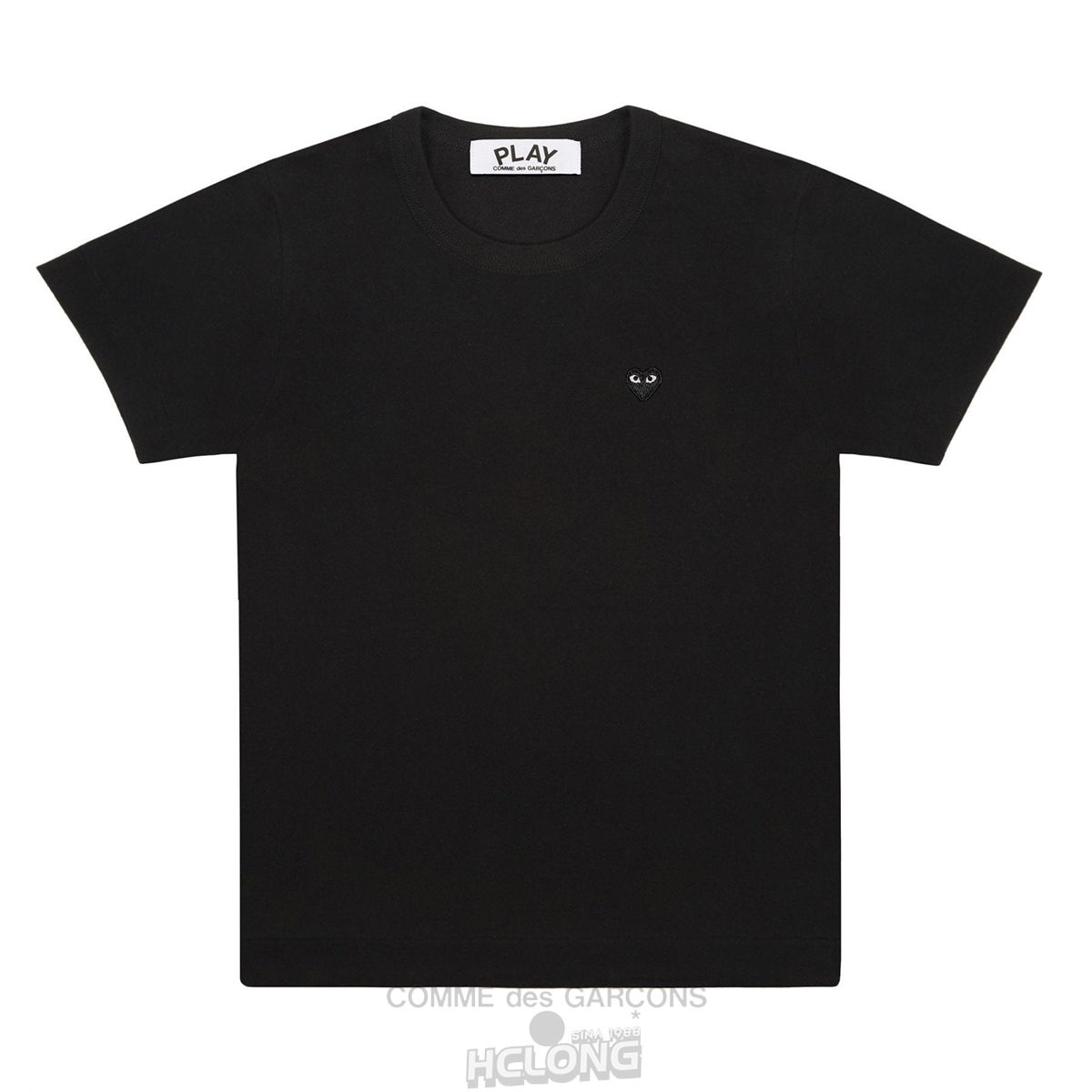 Comme Des Garcons PLAY Basic T-Shirt Small Black Emblem Short Sleeve Schwarz | 59123-YQIC