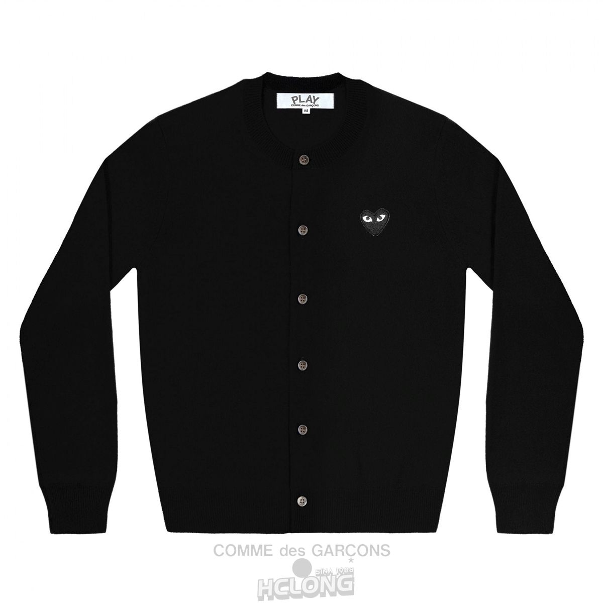 Comme Des Garcons PLAY Cardigan Black Emblem Strickwaren Schwarz | 39457-PYNF