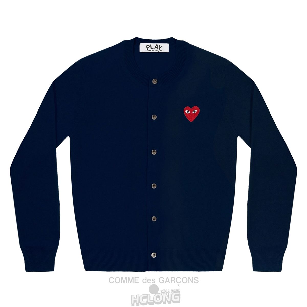 Comme Des Garcons PLAY Cardigan Red Emblem Strickwaren Navy | 21856-WAHV