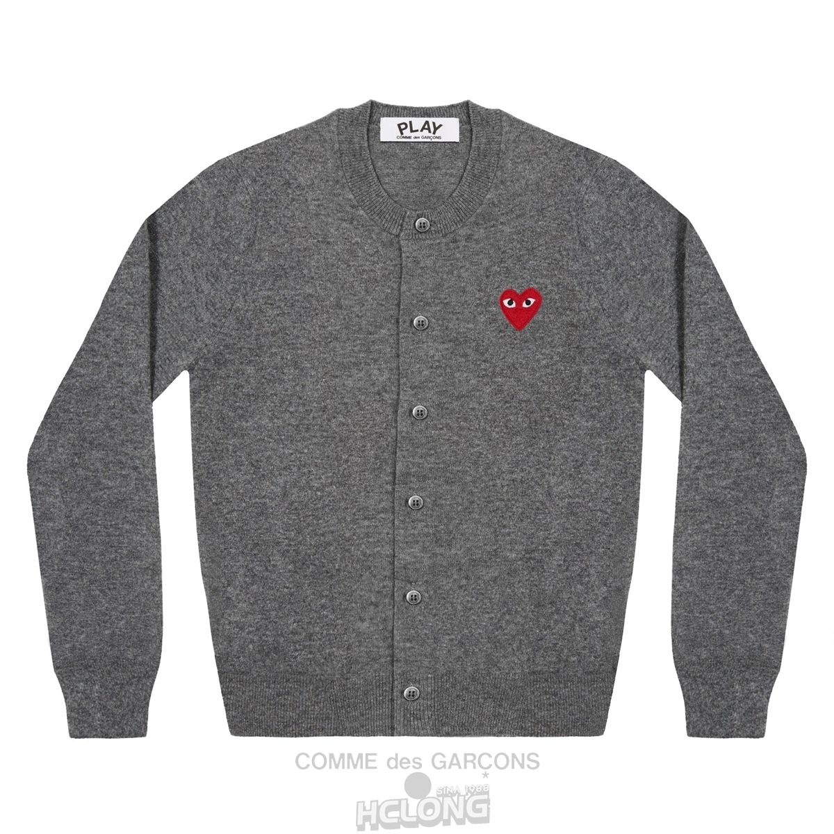 Comme Des Garcons PLAY Cardigan Red Emblem Strickwaren Grau | 30756-CANQ