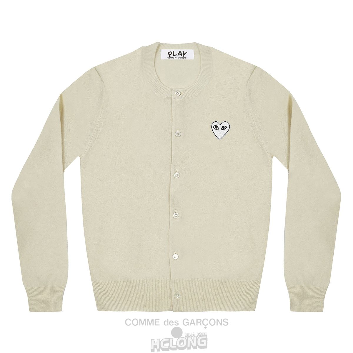 Comme Des Garcons PLAY Cardigan White Heart Natural Series Strickwaren Weiß | 52094-CPGI