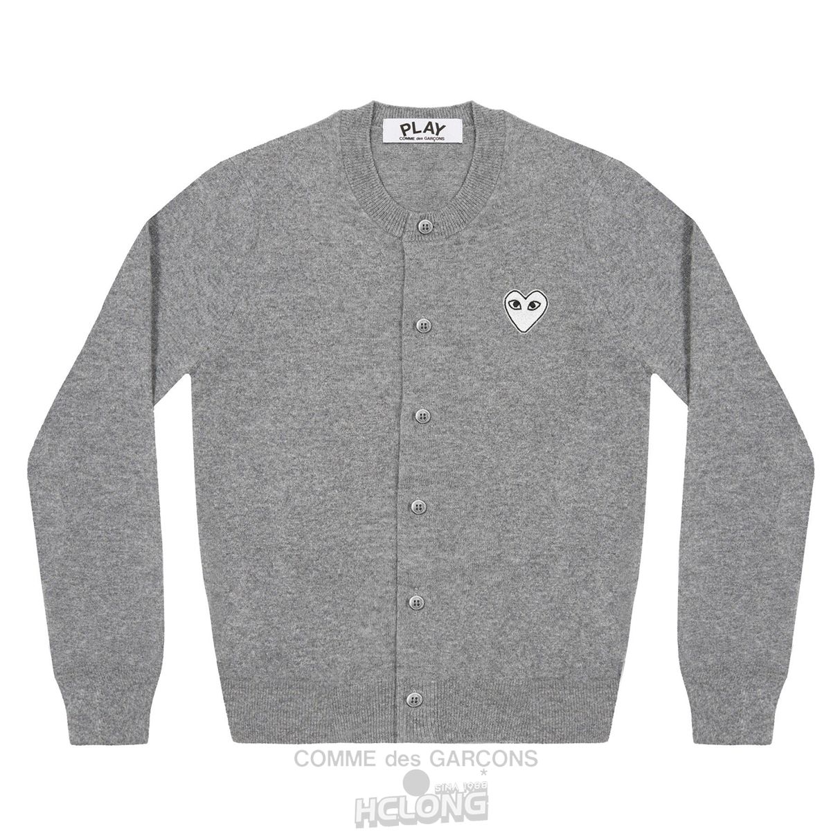 Comme Des Garcons PLAY Cardigan White Heart Natural Series Strickwaren Hellgrau | 75483-WRQI