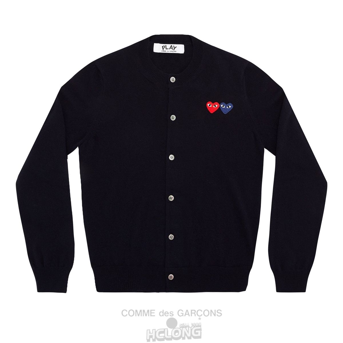 Comme Des Garcons PLAY Cardigan with Double Emblems Strickwaren Navy | 57291-HFMC