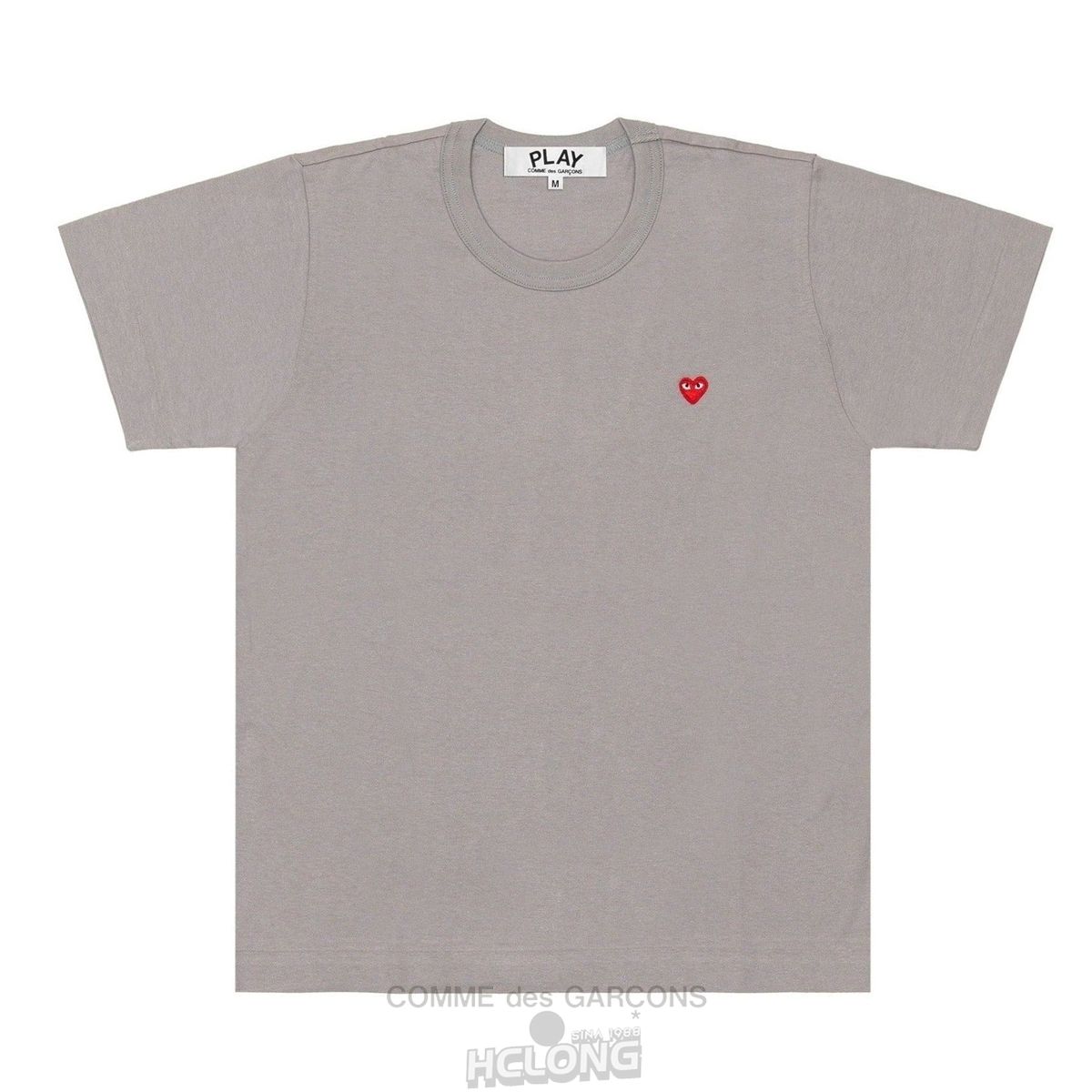 Comme Des Garcons PLAY Coloured Small Emblem T-Shirt Short Sleeve Grau | 67924-YHFG