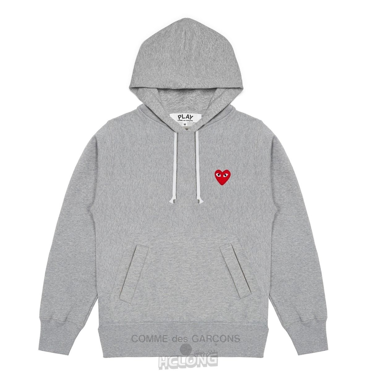 Comme Des Garcons PLAY Grey Pullover Mit Kapuze Sweatshirt Hooded Sweatshirt Grau | 90368-WOSZ