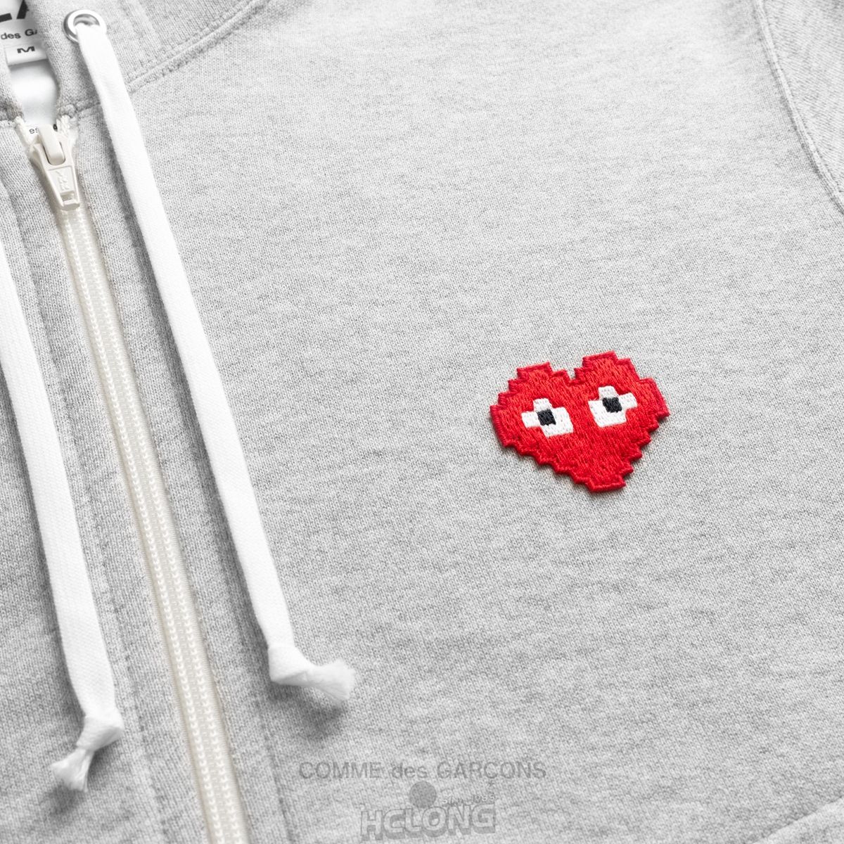 Comme Des Garcons PLAY Invaders Zip Mit Kapuze Sweatshirt Hooded Sweatshirt Grau | 57289-LDMJ
