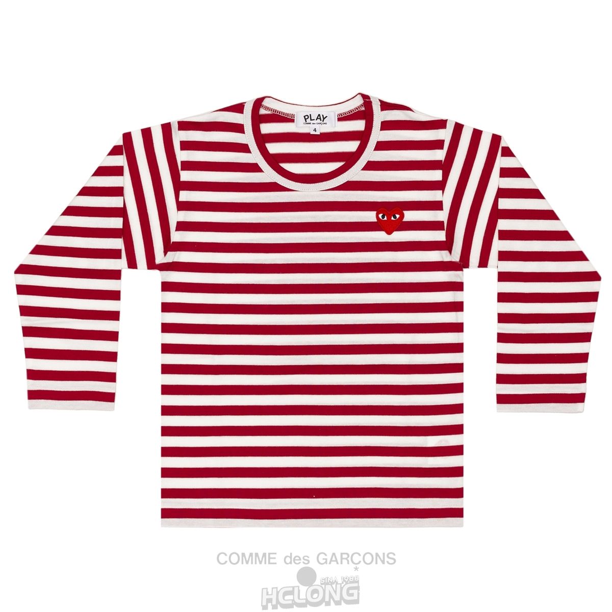 Comme Des Garcons PLAY Kids L/S Gestreift T-Shirt Kids Rot | 84679-IVHL