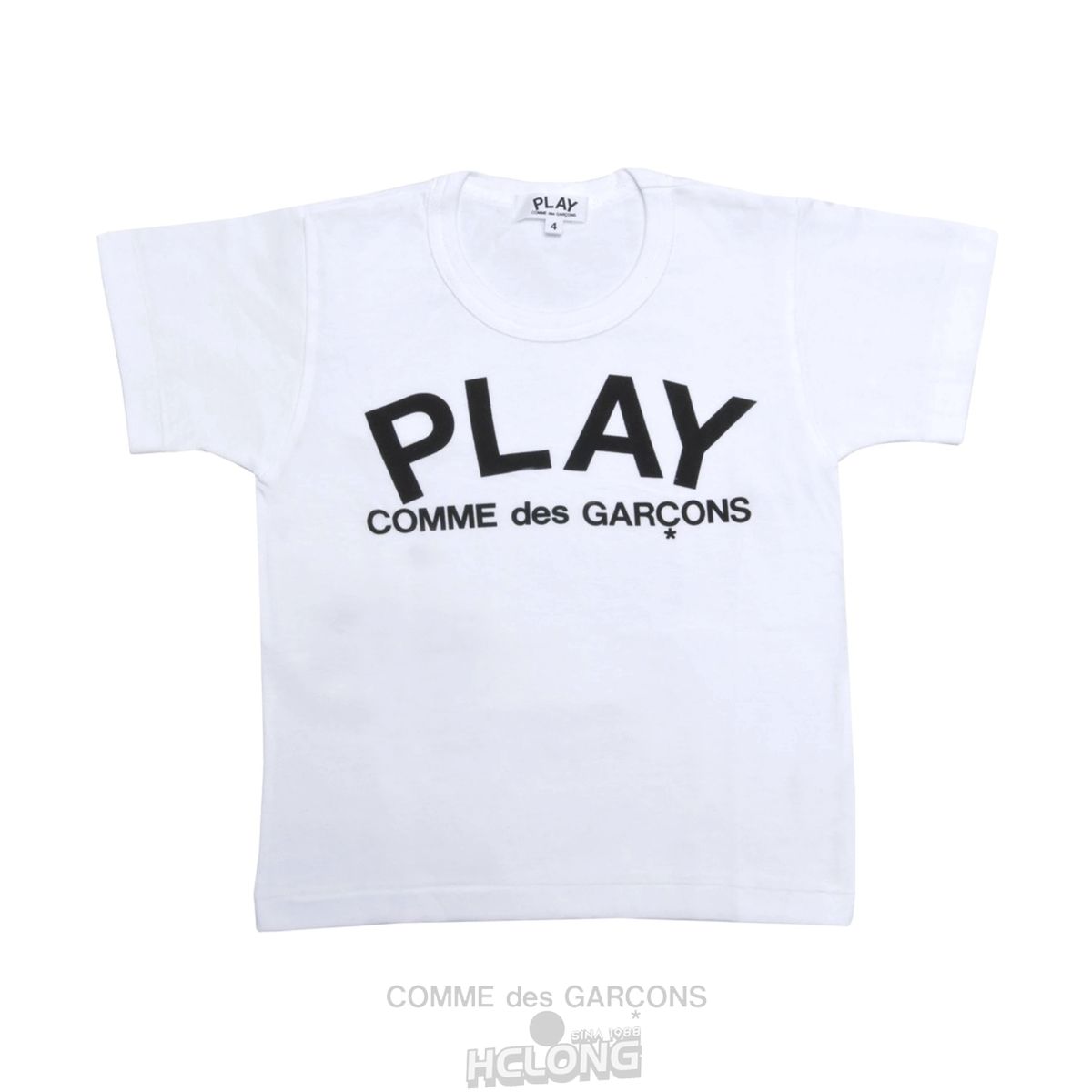 Comme Des Garcons PLAY Kids T-Shirt Black Text Kids Weiß | 96173-JIOK
