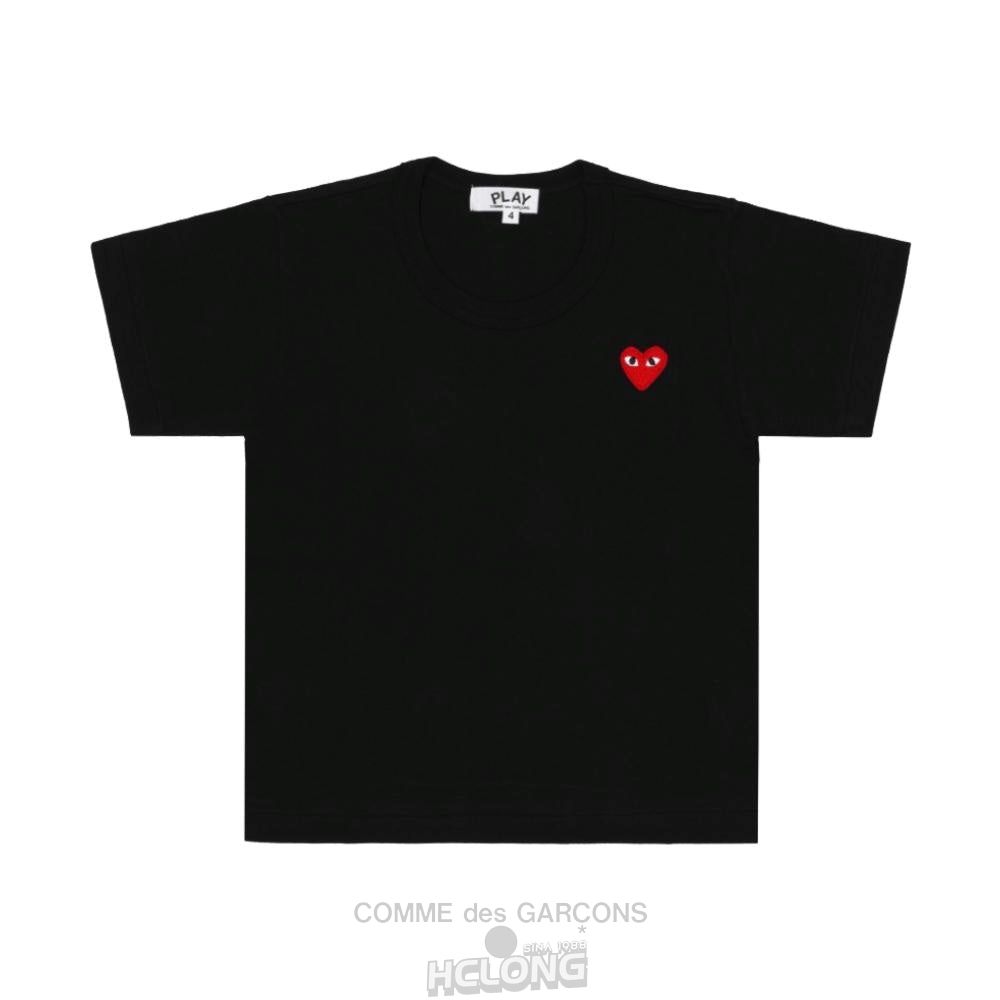 Comme Des Garcons PLAY Kids T-shirt Red Emblem Kids Schwarz | 93845-MZVN