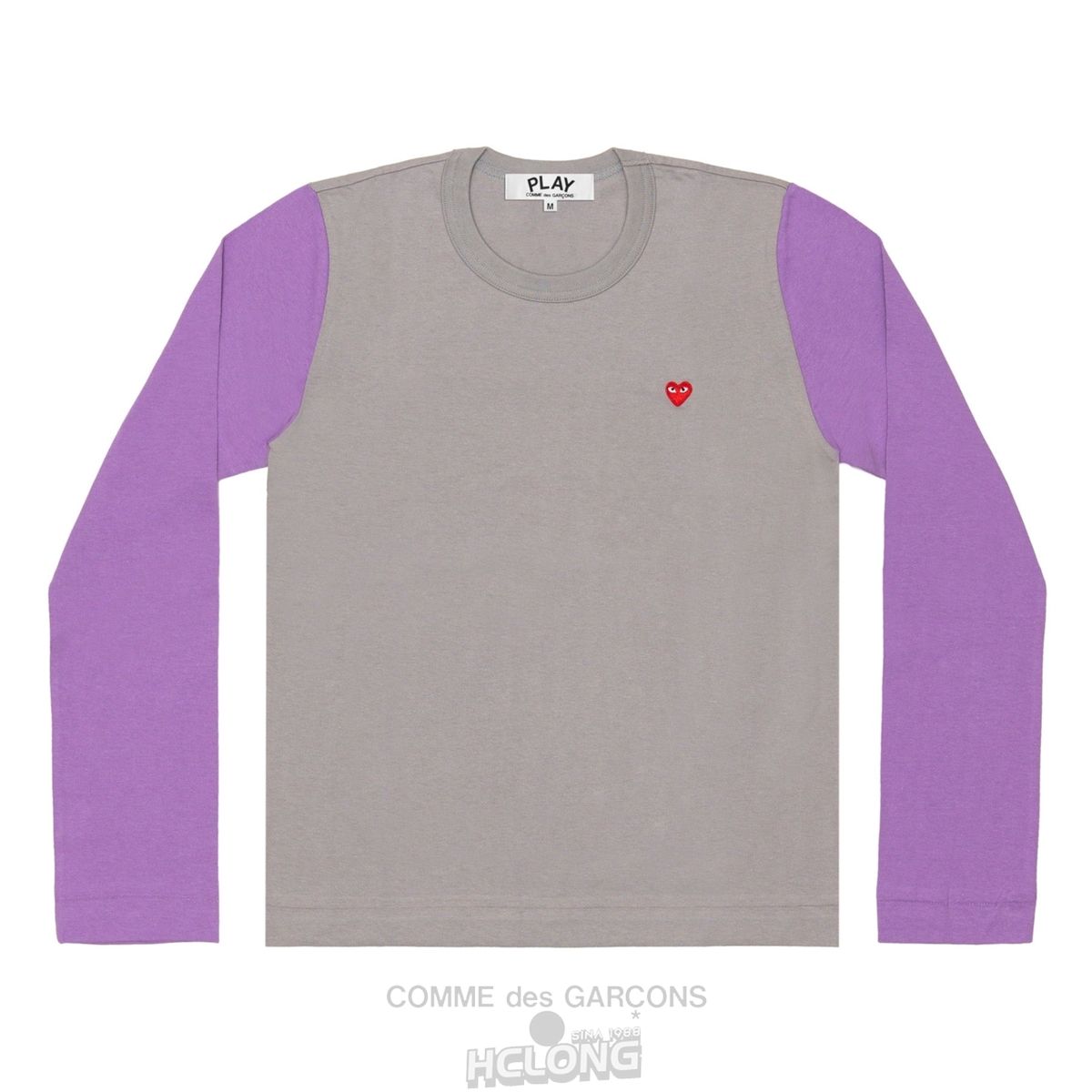 Comme Des Garcons PLAY L/S BI-Colour Small Emblem T-Shirt Long Sleeve Lila | 78453-BSUA