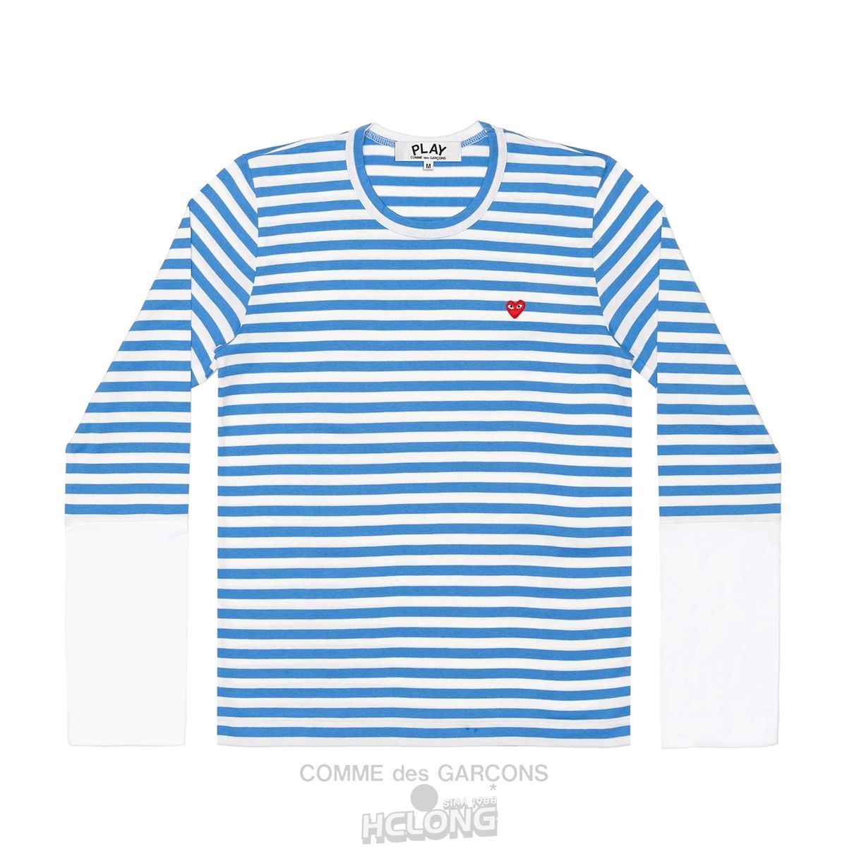 Comme Des Garcons PLAY L/S BI-Colour Stripe White Sleeve T-Shirt Long Sleeve Blue/White | 76391-YKZQ