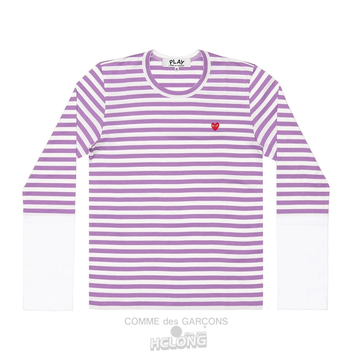 Comme Des Garcons PLAY L/S BI-Colour Stripe White Sleeve T-Shirt Long Sleeve Purple/White | 81902-IQKS
