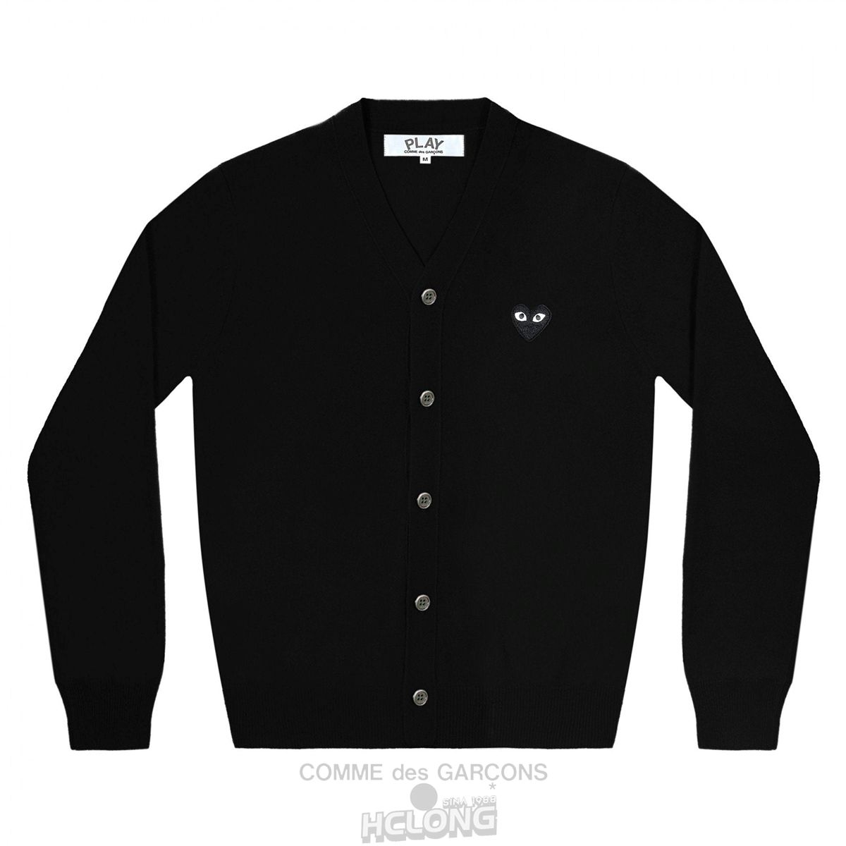 Comme Des Garcons PLAY Men\'s Cardigan Black Emblem Strickwaren Schwarz | 42637-SURG