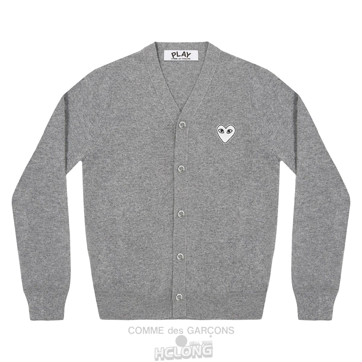 Comme Des Garcons PLAY Men\'s Cardigan White Heart Natural Series Strickwaren Hellgrau | 03618-XGMB