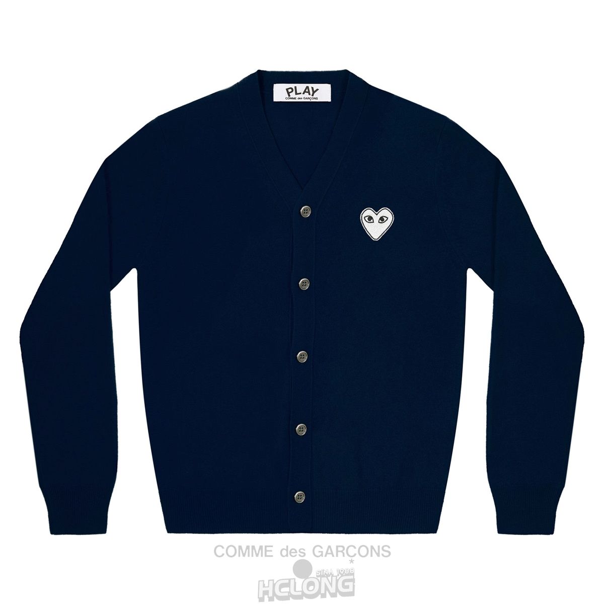 Comme Des Garcons PLAY Men\'s Cardigan White Heart Strickwaren Navy | 62189-SLEP