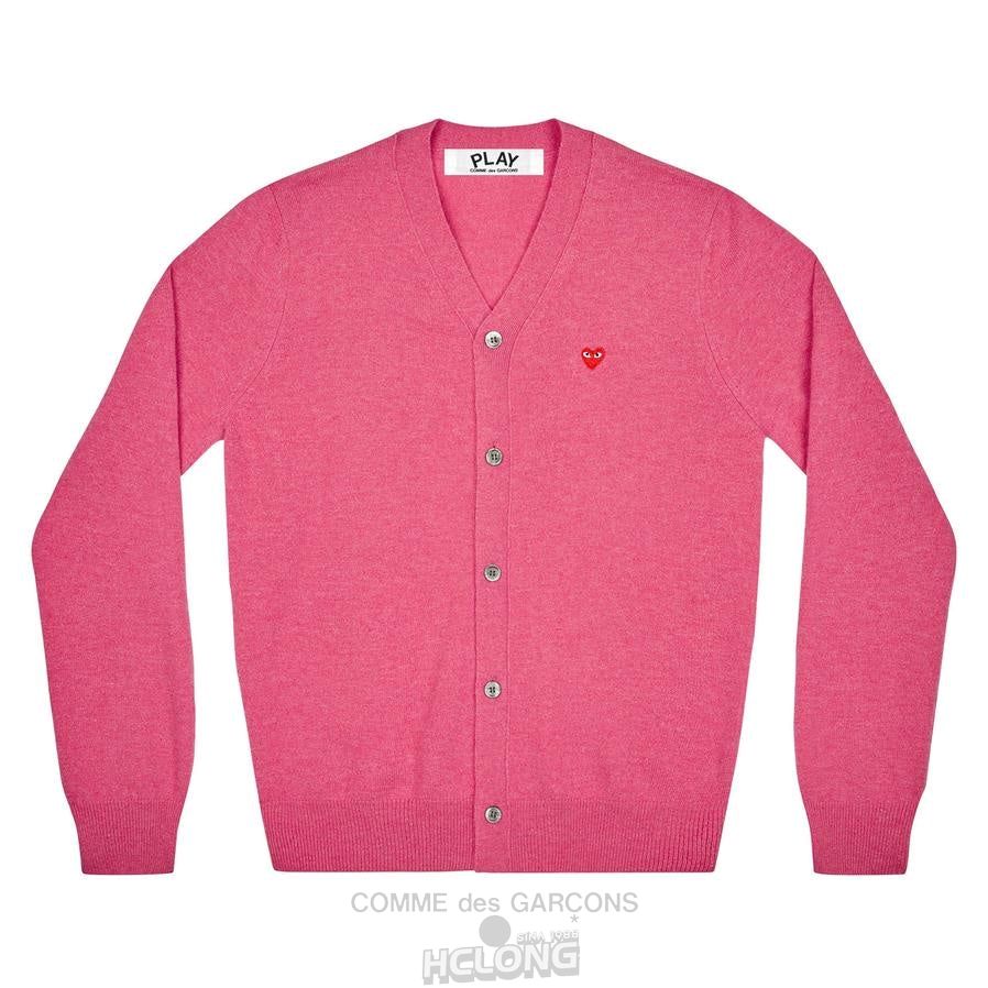 Comme Des Garcons PLAY Men\'s Cardigan with Small Red Heart Strickwaren Rosa | 07583-BGYS