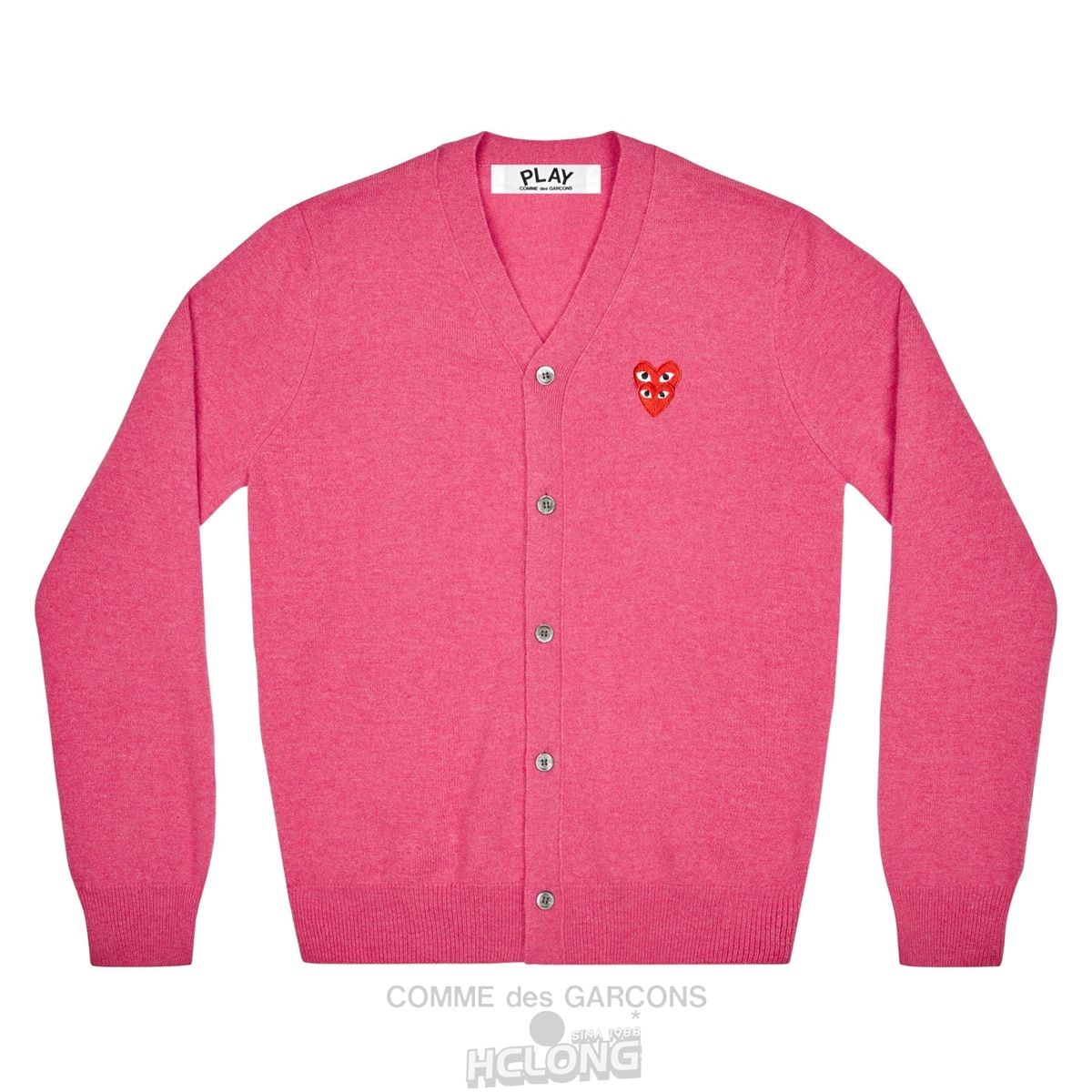 Comme Des Garcons PLAY Men\'s Cardigan with Red Family Heart Strickwaren Rosa | 17658-UBTO