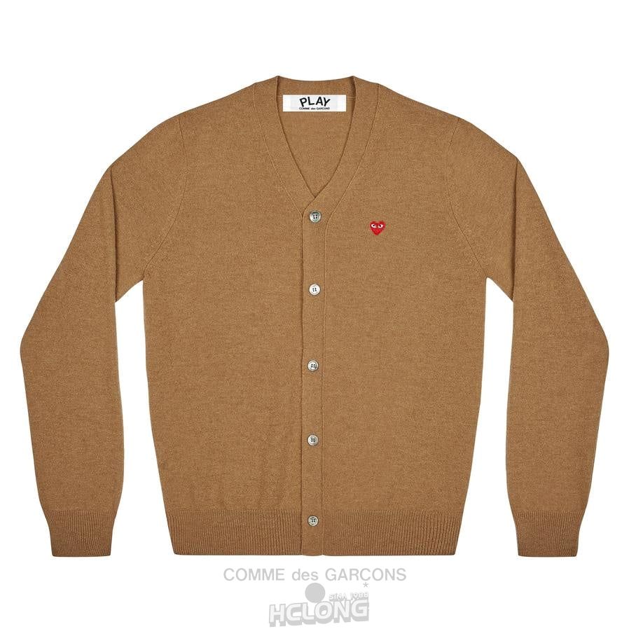 Comme Des Garcons PLAY Men\'s Cardigan with Small Red Heart Strickwaren Braun | 26485-RSKC