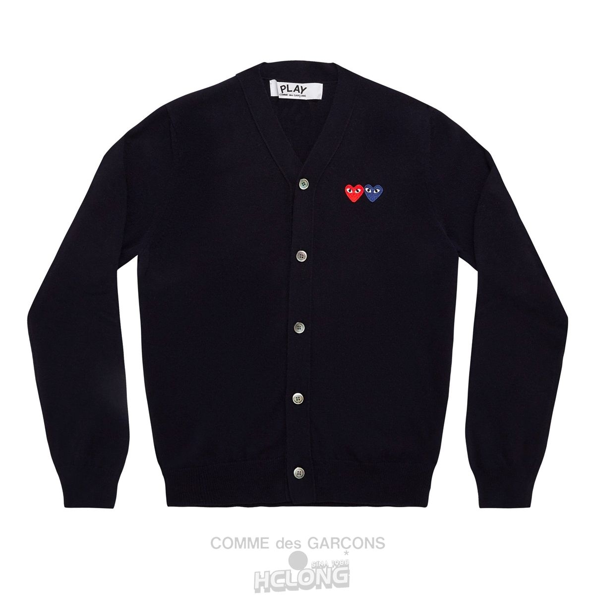 Comme Des Garcons PLAY Men\'s Cardigan with Double Emblems Strickwaren Navy | 64893-ANWC