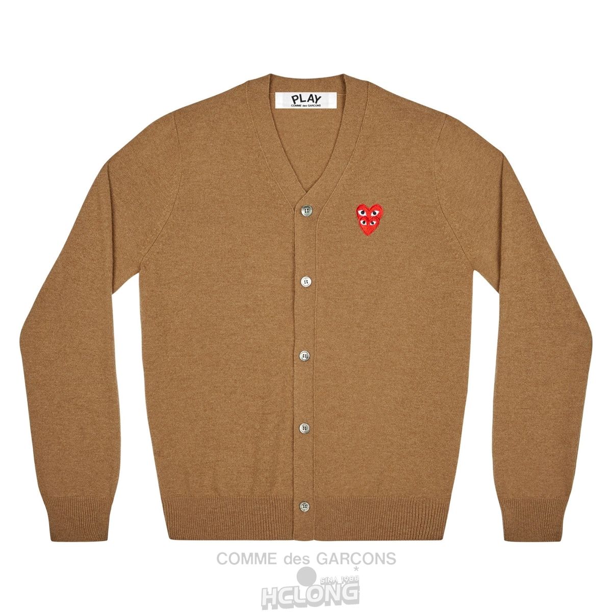 Comme Des Garcons PLAY Men\'s Cardigan with Red Family Heart Strickwaren Braun | 79218-UQHC