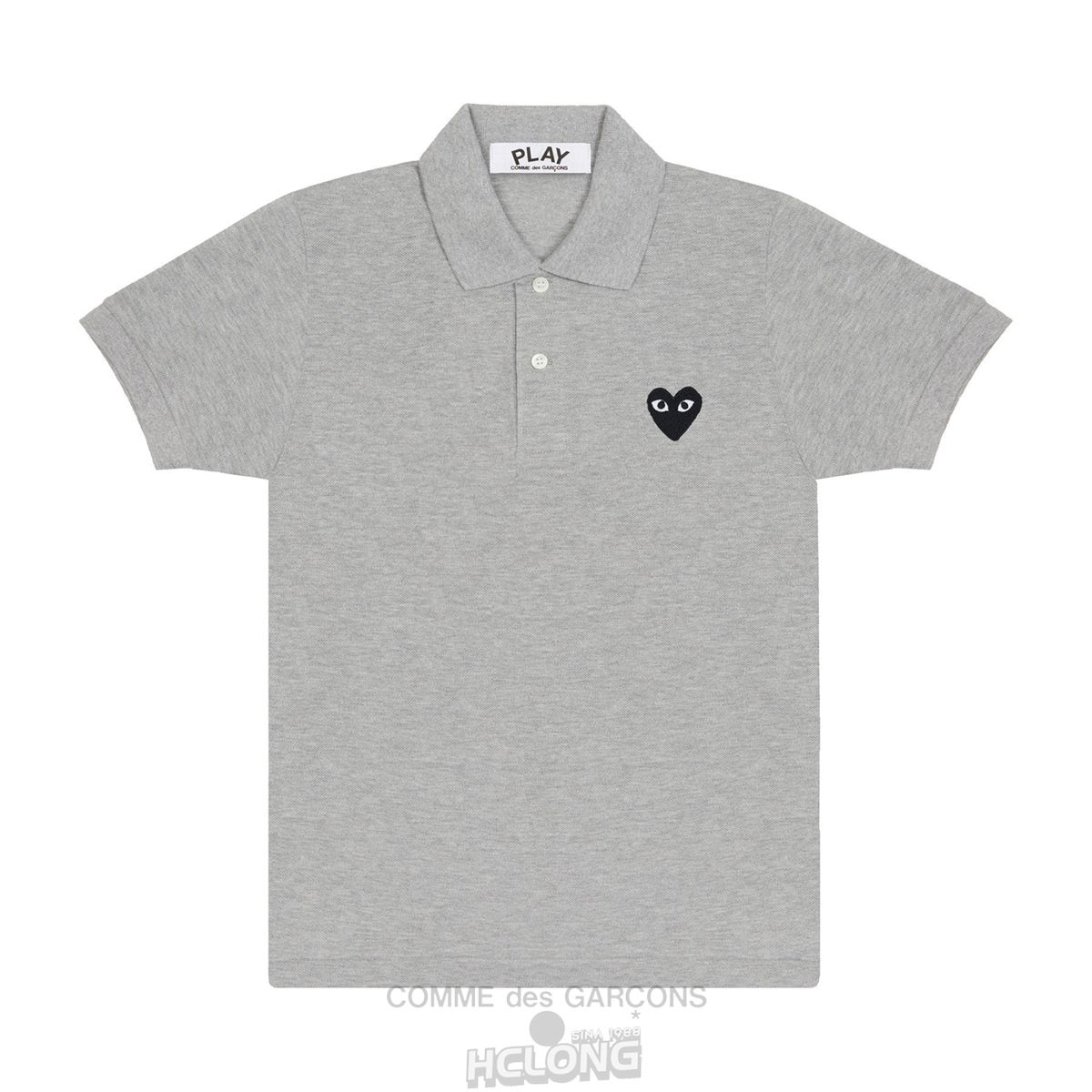Comme Des Garcons PLAY Polo Black Emblem Polo Grau | 87013-OMPV