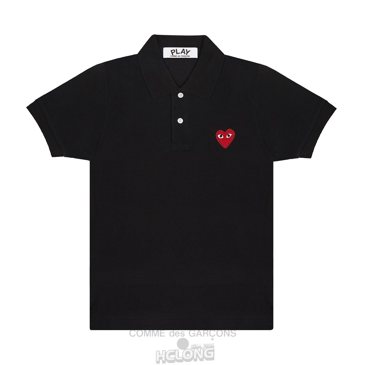 Comme Des Garcons PLAY Polo Red Emblem Polo Schwarz | 52168-QGEH