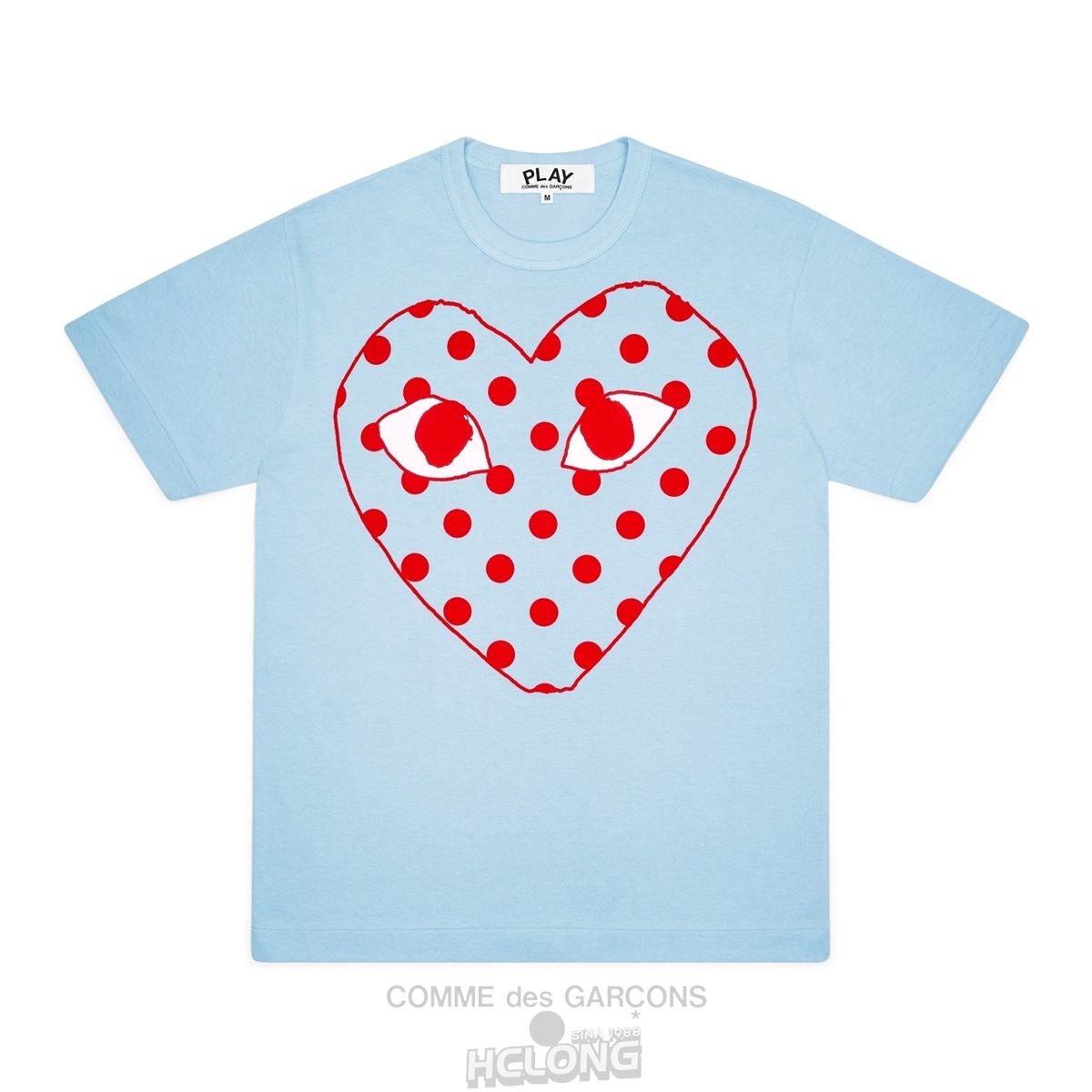 Comme Des Garcons PLAY Red Spotted Heart Screenprint T-Shirt Spring Series Short Sleeve Blau | 53640-MWBO