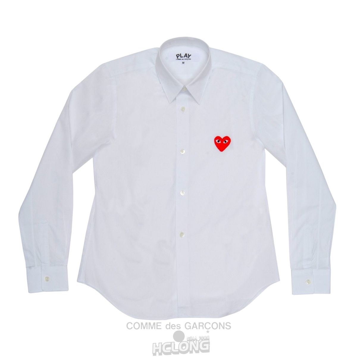 Comme Des Garcons PLAY Shirt Red Emblem Shirt Weiß | 18703-CWNR