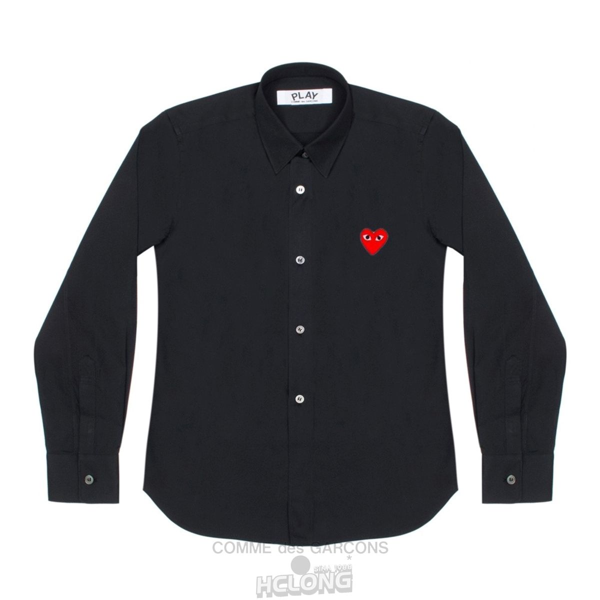 Comme Des Garcons PLAY Shirt Red Emblem Shirt Schwarz | 21867-SPRC
