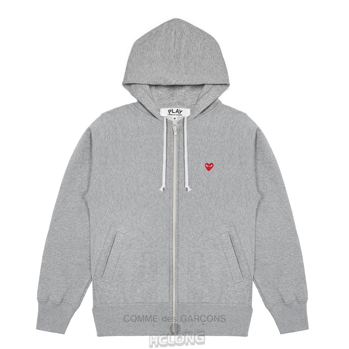 Comme Des Garcons PLAY Small Emblem Zip Mit Kapuze Sweatshirt Hooded Sweatshirt Grau | 14937-KQMZ