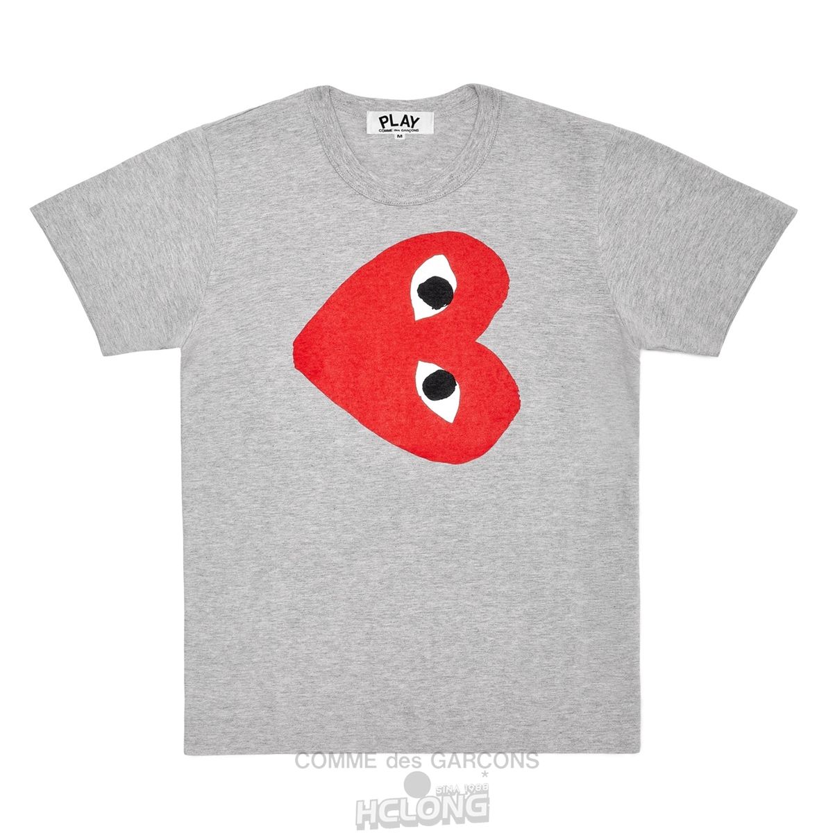 Comme Des Garcons PLAY T-Shirt Large Side Heart Short Sleeve Grau | 69027-TURW