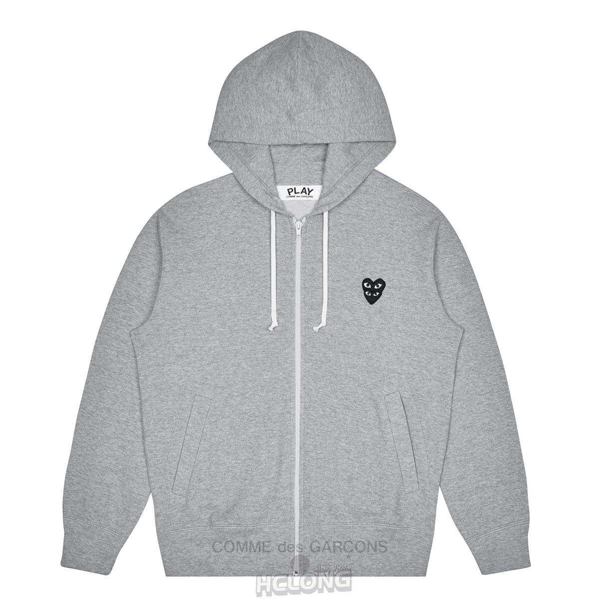 Comme Des Garcons PLAY Zip Mit Kapuze Sweatshirt with Black Family Heart Hooded Sweatshirt Grau | 87096-WGQY